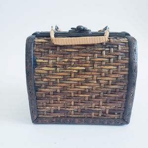 Vintage Asian Woven Vicker Trinket Box#